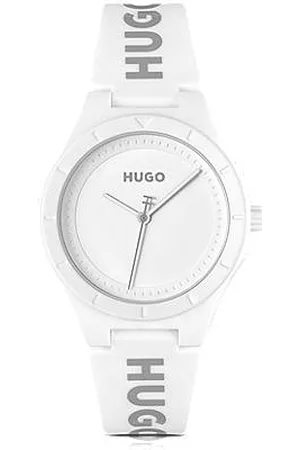 HUGO BOSS Horloge met matwitte wijzerplaat en siliconen logoband