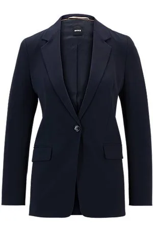 HUGO BOSS Regular-fit blazer van kreukbestendige crêpe