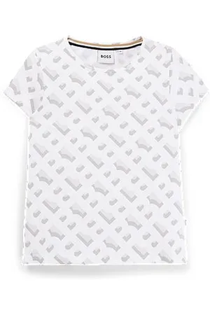 HUGO BOSS T-shirt voor kinderen van stretchkatoen met monogramdessin