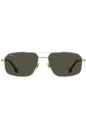 HUGO BOSS Limited edition-zonnebril met leren details, van Italiaans fabricaat