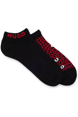 HUGO BOSS Set van twee paar enkelsokken met logo’s van een katoenmix
