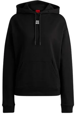 HUGO BOSS Hoodie van katoenen badstof met tweedelig logo en buidelzak