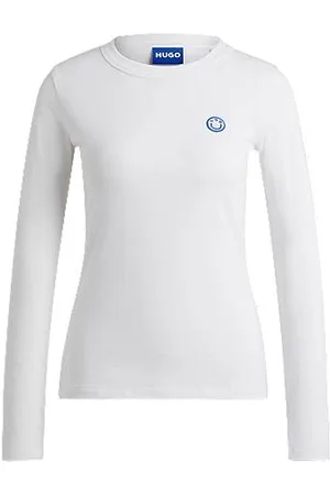 HUGO BOSS Top van katoenen jersey met Happy -logopatch