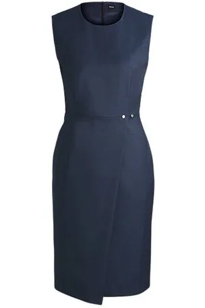HUGO BOSS Jurk in shift-stijl van scheerwol met wikkelrok