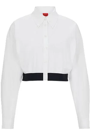 HUGO BOSS Relaxed-fit blouse met contrasterende logotailleband