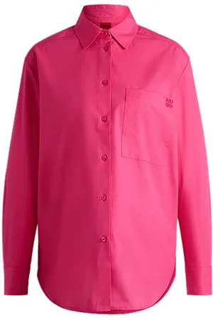HUGO BOSS Oversized-fit blouse van katoenen canvas met logostiksel