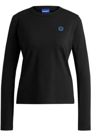 HUGO BOSS Top van katoenen jersey met Happy -logopatch