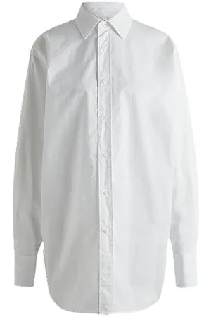 HUGO BOSS Regular-fit blouse van katoen met Double B-monogram