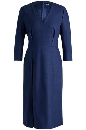 HUGO BOSS Jurk met V-hals van stretchflanel