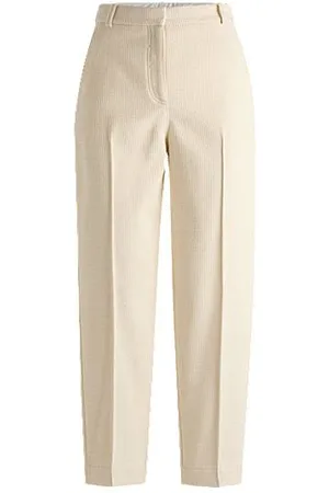 HUGO BOSS Relaxed-fit broek met hoge taille van fluwelen corduroy