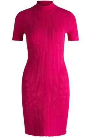 HUGO BOSS Slim-fit jurk van crêpe met onregelmatige ribstructuur