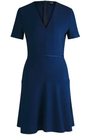 HUGO BOSS Jurk van stretchmateriaal met V-hals