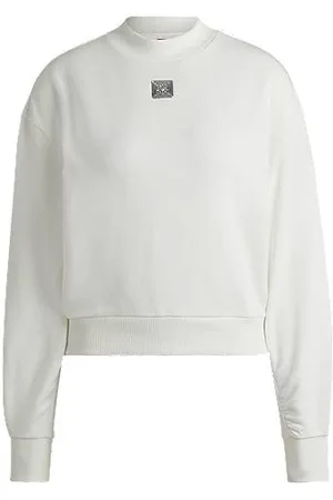 HUGO BOSS Relaxed-fit katoenen sweatshirt met tweedelig logo