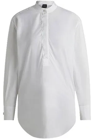 HUGO BOSS Relaxed-fit blouse van gemakkelijk te strijken popeline