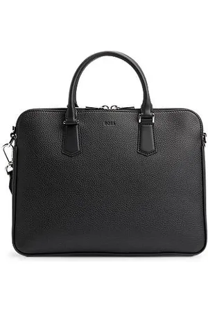 HUGO BOSS Slanke aktetas van Italiaans leer met reliëflogo