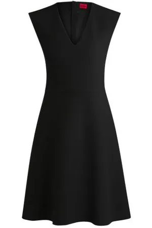 HUGO BOSS Mouwloze jurk van stretchmateriaal met swingrok