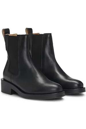 HUGO BOSS Leren enkellaarsjes met elastiek en logostud