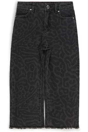 HUGO BOSS Relaxed-fit kinderjeans van denim met luipaardprint