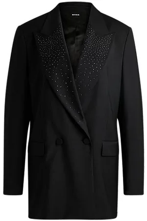 HUGO BOSS Relaxed-fit blazer met kristallen op de revers