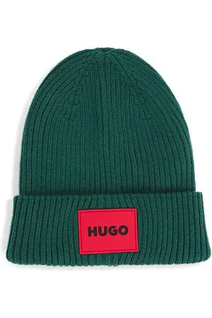 HUGO BOSS Gebreide beanie voor kinderen met rood logolabel