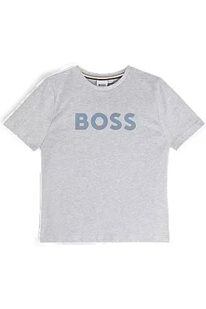 HUGO BOSS Regular-fit katoenen T-shirt met logoprint voor kinderen
