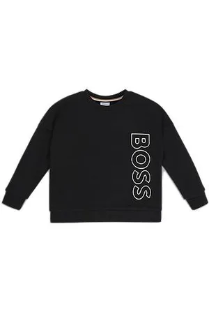 HUGO BOSS Fleece kindersweatshirt van een katoenmix met verticaal logo