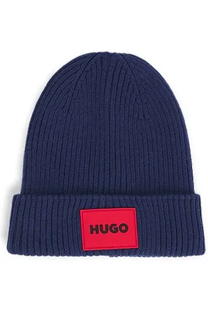 HUGO BOSS Gebreide beanie voor kinderen met rood logolabel