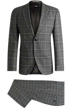HUGO BOSS Slim-fit pak van geruite stretchwol