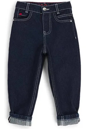 HUGO BOSS Loose-fit kinderjeans van blauw rinse-washed denim