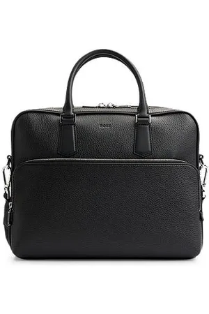 HUGO BOSS Aktetas van generfd Italiaans leer met reliëflogo