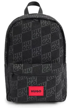 HUGO BOSS Canvas rugtas voor kinderen met tweedelige logoprint