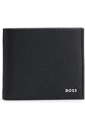 HUGO BOSS Portemonnee van generfd leer met logoletters