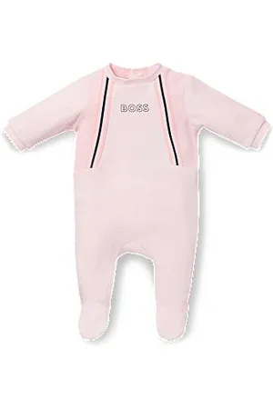 HUGO BOSS Fluwelen slaappakje voor baby’s van een katoenmix met logoprint