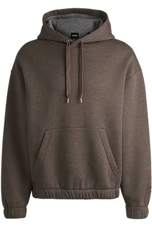 HUGO BOSS Hoodie van een dubbelgebreide katoenmix