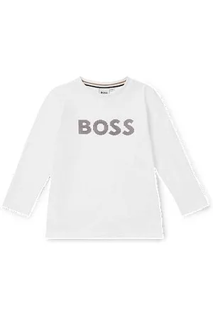 HUGO BOSS Katoenen kindershirt met lange mouwen en logo van siliconen stippen