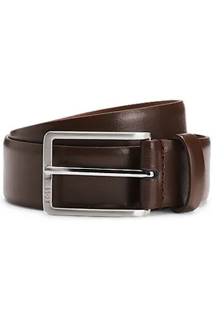 HUGO BOSS Leren riem met logogravure op de gesp, van Italiaans fabricaat