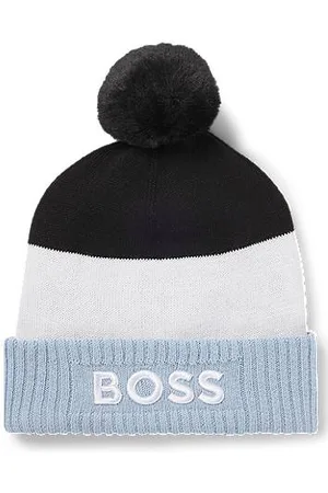 HUGO BOSS Meerkleurige beanie met pompon voor kinderen