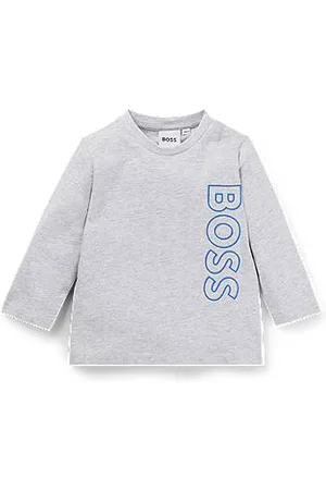 HUGO BOSS Katoenen T-shirt voor kinderen met lange mouwen en verticaal logo