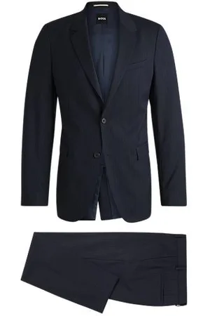 HUGO BOSS Slim-fit pak van scheerwol met krijtstrepen