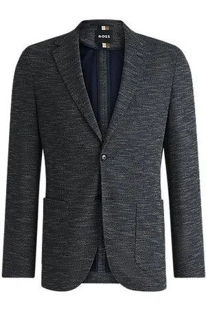 HUGO BOSS Regular-fit colbert van stretchmateriaal met microdessin