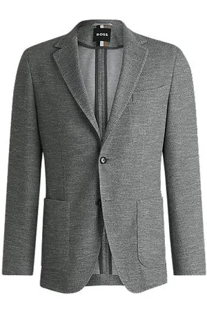 HUGO BOSS Regular-fit colbert van stretchmateriaal met microdessin