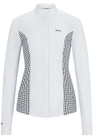 HUGO BOSS Showblouse met pied-de-poule-inzetten voor de ruitersport
