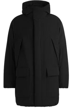 HUGO BOSS Waterafstotende parka van superzwart materiaal