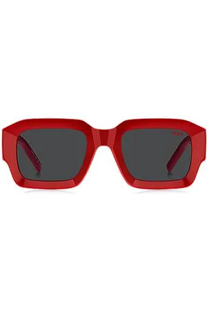 HUGO BOSS Rode zonnebril met tweedelig logo op de pootjes