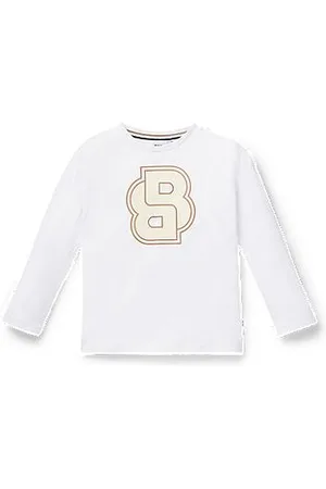 HUGO BOSS Katoenen T-shirt voor kinderen met lange mouwen en Double B-monogram