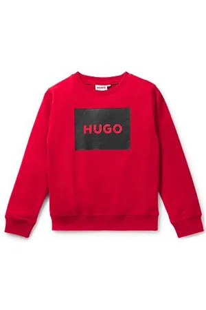 HUGO BOSS Sweatshirt voor kinderen van een katoenmix met vierkante logoprint