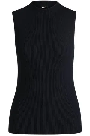 HUGO BOSS Mouwloze top met hoge hals van geribbeld materiaal