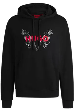 HUGO BOSS Hoodie van katoenen sweatstof met grafische dierenprints