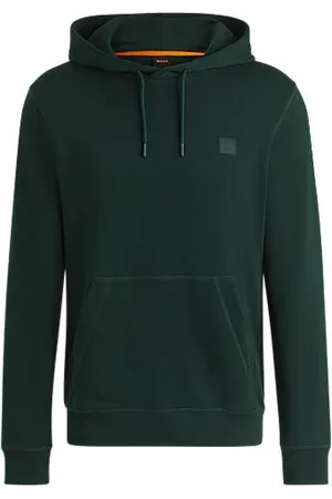 HUGO BOSS Regular-fit hoodie van katoenen badstof met logopatch