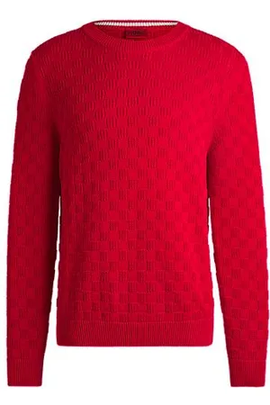 HUGO BOSS Relaxed-fit trui van katoen met jacquarddessin
